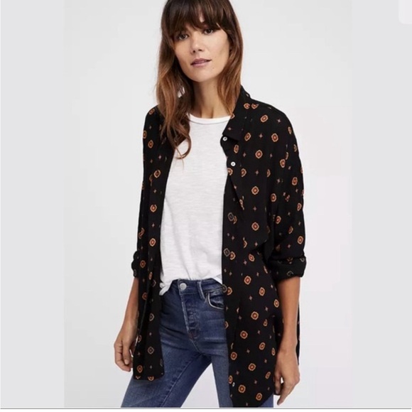 Free People Movement Oversized Button Down Rayon Shirt Size S - Picture 11 of 11